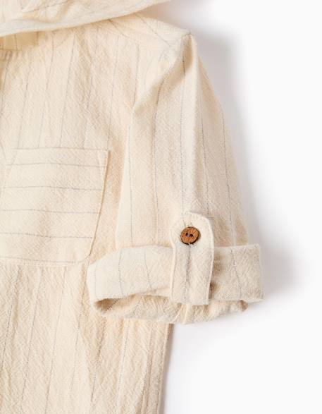 Chemise en lin à rayures et capuche Beige 4 - vertbaudet enfant 