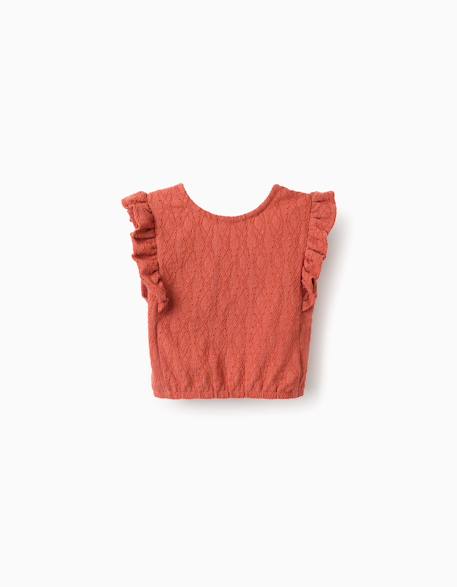 Blouse sans manches à broderie anglaise et volants Orange 2 - vertbaudet enfant 