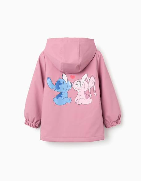 Parka en caoutchouc à capuche et imprimé stitch Rose foncé 1 - vertbaudet enfant 