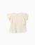 T-shirt en coton à manches volantées Beige clair+Vert foncé 2 - vertbaudet enfant 