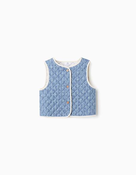 Gilet matelassé en coton à motif floral Bleu 3 - vertbaudet enfant 
