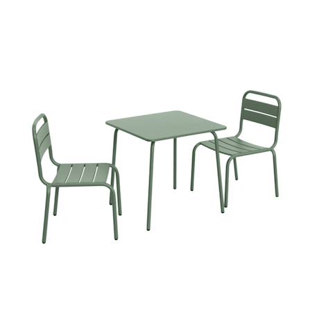 Salon de jardin enfant table et chaises métal anna - 2 places, 48x48cm Vert de gris 2 - vertbaudet enfant 