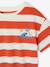 Tee-shirt garçon larges rayures motif poitrine orange+rayé vert 3 - vertbaudet enfant 