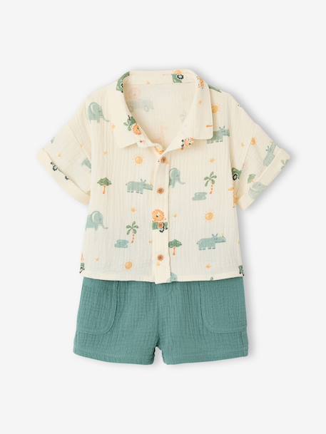 Ensemble chemise short bébé garçon vert émeraude 3 - vertbaudet enfant 