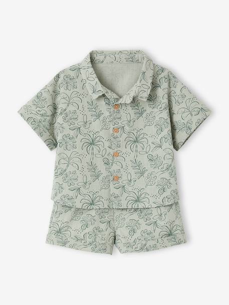 Ensemble chemise short bébé garçon vert sauge 2 - vertbaudet enfant 