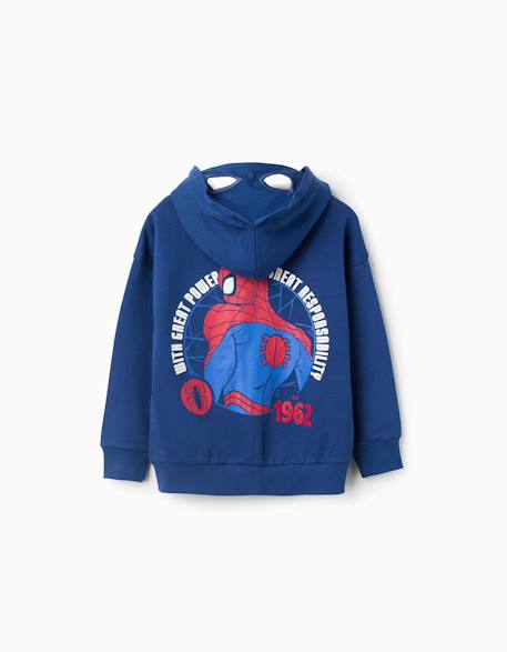 Sweat zippé en coton à capuche et imprimé spider-man Bleu foncé 2 - vertbaudet enfant 
