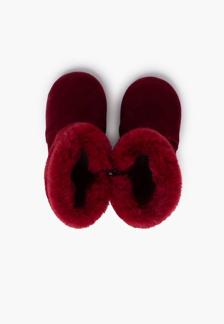 Bottes fille col fourrure semelle fine Bleu marine+Bordeaux+Camel 11 - vertbaudet enfant 