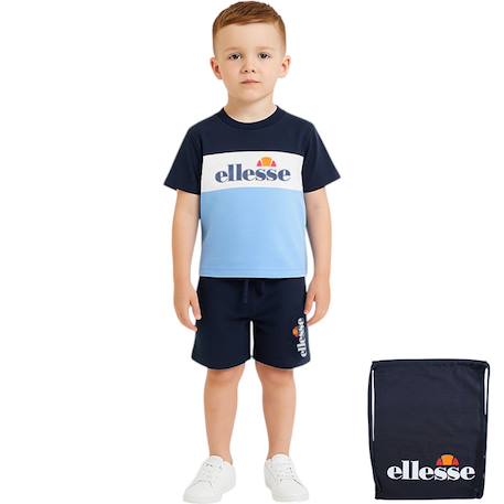 Garçon-Ensemble 3 pièces t-shirt manches courtes short et sac à imprimé
