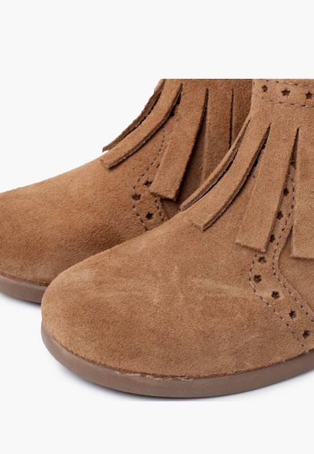 Bottes fille franges broguing fermeture éclair Camel+Gris+Taupe 18 - vertbaudet enfant 