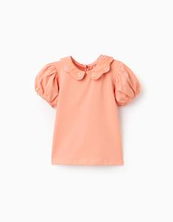 -T-shirt en coton avec fleurs brodées