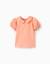 T-shirt en coton avec fleurs brodées Orange clair 1 - vertbaudet enfant 