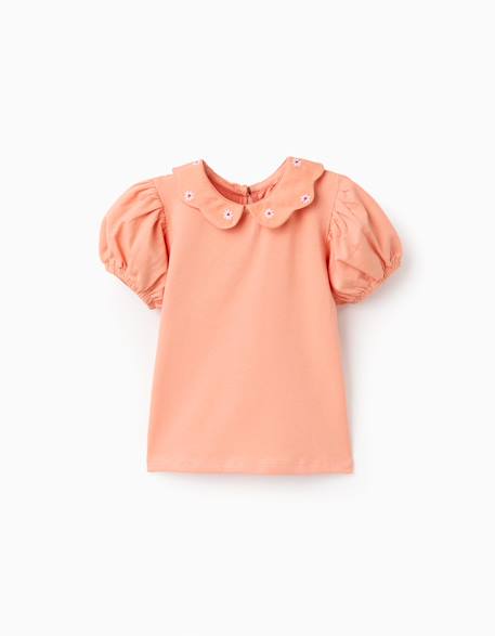 Bébé-T-shirt en coton avec fleurs brodées