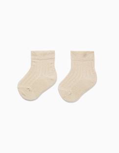 -Chaussettes côtelées avec lurex et volants