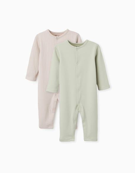 2 combinaisons en coton côtelées/unies Multicolore 1 - vertbaudet enfant 