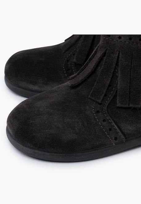 Bottes fille franges broguing fermeture éclair Camel+Gris+Taupe 12 - vertbaudet enfant 