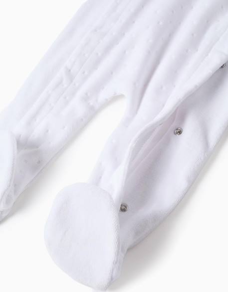 Grenouillère en velours avec ouverture frontale Blanc 4 - vertbaudet enfant 