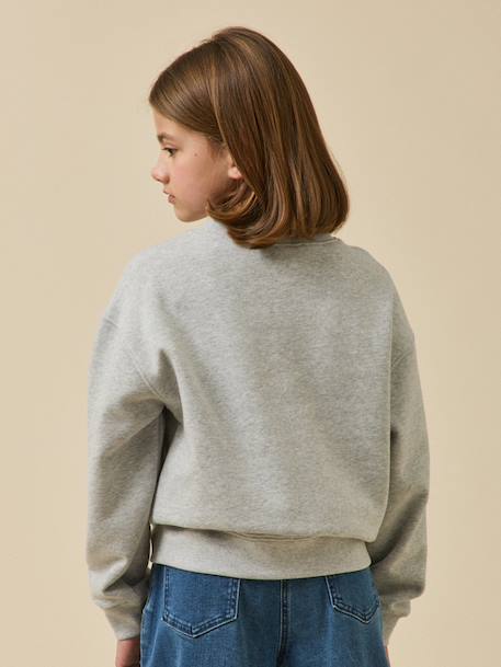 Sweat brodé  - collection junior Gris chine 4 - vertbaudet enfant 