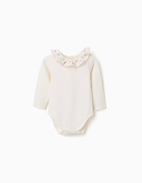 Babygrow à manches longues avec col en dentelle Blanc 1 - vertbaudet enfant 