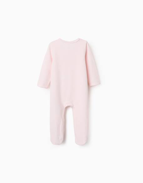 Grenouillère en velours à imprimé étoiles Rose clair 2 - vertbaudet enfant 