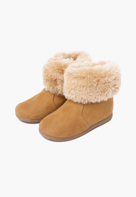 Bottes fille col fourrure semelle fine Bleu marine+Bordeaux+Camel 16 - vertbaudet enfant 
