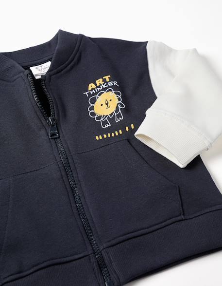 Blouson aviateur avec imprimé lion Bleu foncé 3 - vertbaudet enfant 