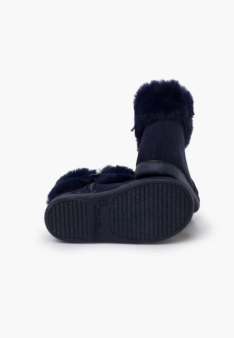 Bottes fille col fourrure semelle fine Bleu marine+Bordeaux+Camel 3 - vertbaudet enfant 