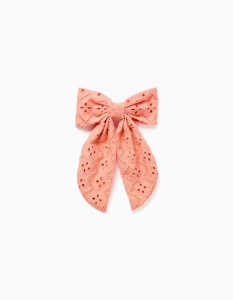 Bébé-Accessoires-Accessoires cheveux-Barrette à nœud en broderie anglaise