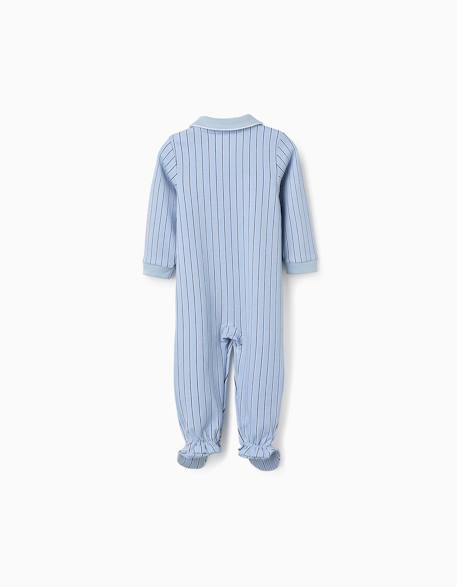 Grenouillère en coton rayée Bleu clair 2 - vertbaudet enfant 