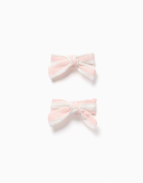 Bébé-Accessoires-Accessoires cheveux-Lot de 2 pinces à cheveux avec nœud rayé