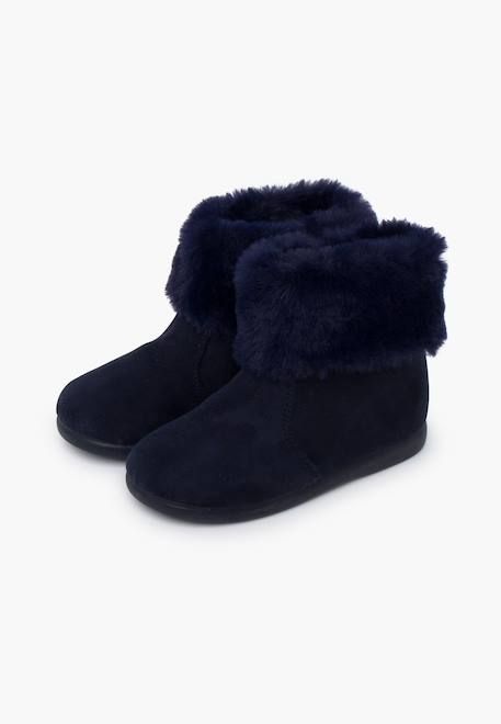 Bottes fille col fourrure semelle fine Bleu marine+Bordeaux+Camel 4 - vertbaudet enfant 