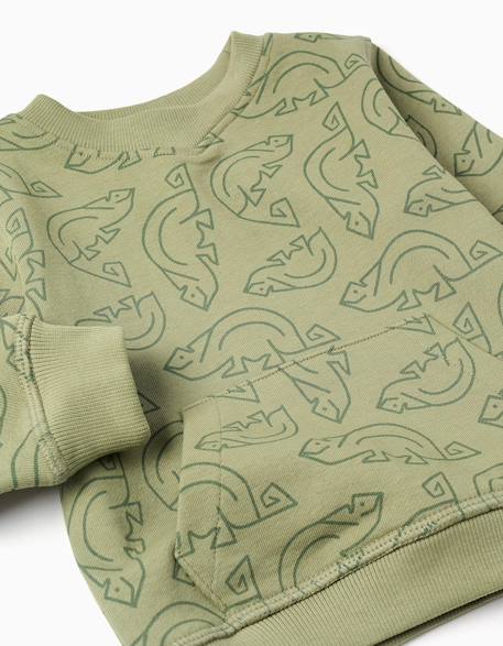 Sweat en coton avec motif caméléon Vert foncé 3 - vertbaudet enfant 