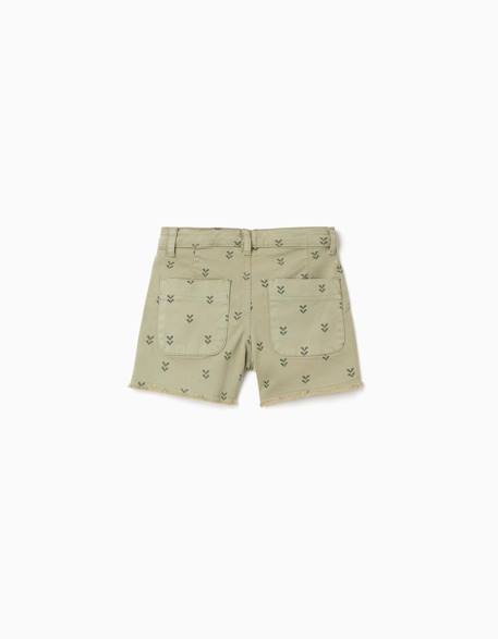Short en sergé à motif floral et ourlets effilochés Vert foncé 2 - vertbaudet enfant 