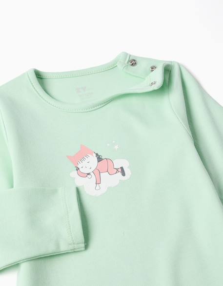 Grenouillère en coton à imprimé Vert clair 3 - vertbaudet enfant 