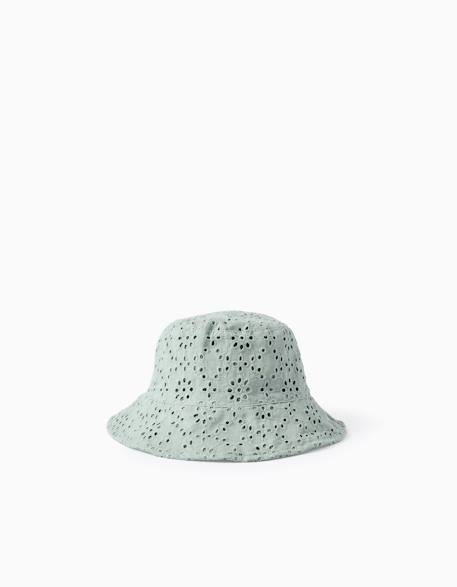 Bob en coton avec broderie anglaise Vert clair 1 - vertbaudet enfant 