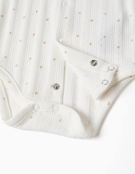 Body en coton à manches longues et motif cœur Blanc 4 - vertbaudet enfant 
