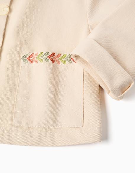Veste en sergé avec broderie au point de croix Beige 4 - vertbaudet enfant 