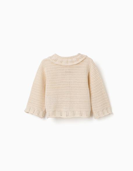 Gilet en maille avec détails ajourés Beige clair 2 - vertbaudet enfant 