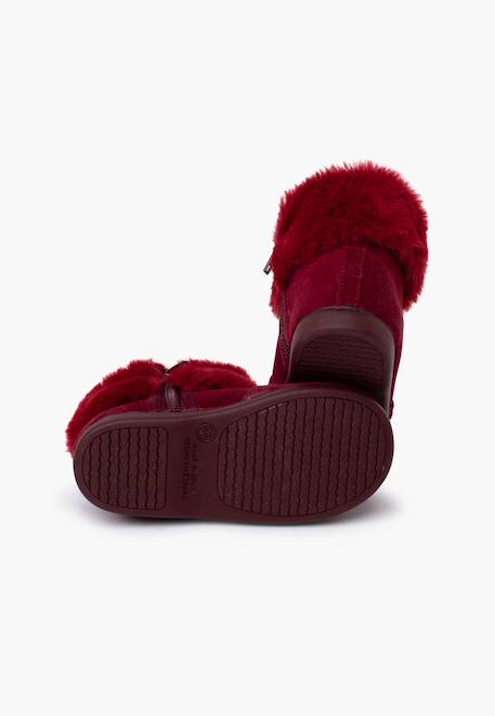 Bottes fille col fourrure semelle fine Bleu marine+Bordeaux+Camel 9 - vertbaudet enfant 