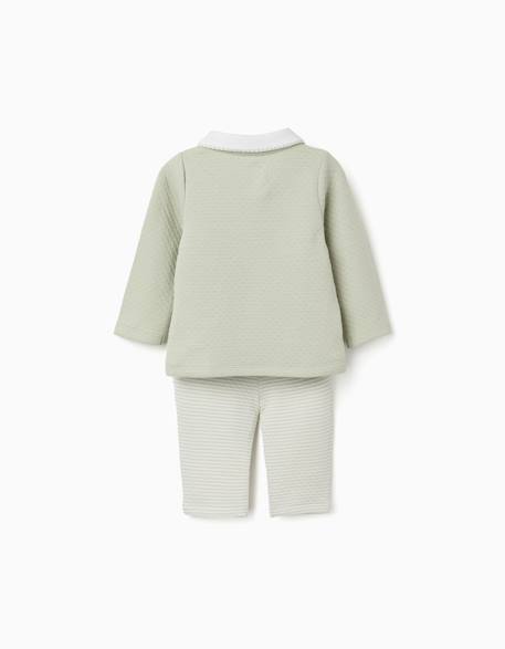 Pyjama long en coton matelassé Vert clair 2 - vertbaudet enfant 
