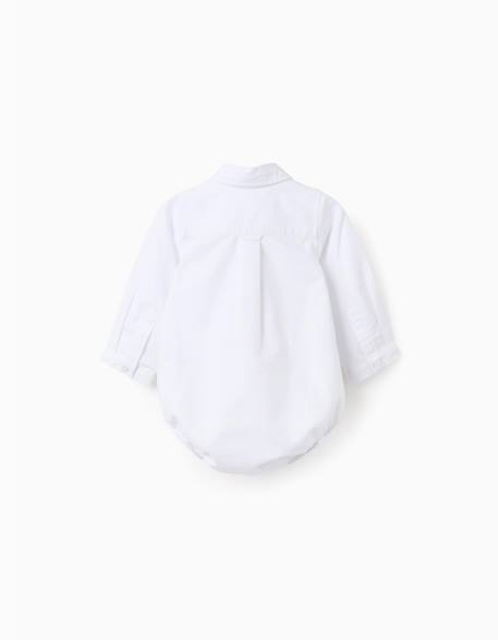 Body-chemise en coton à manches longues Beige+Bleu clair 2 - vertbaudet enfant 