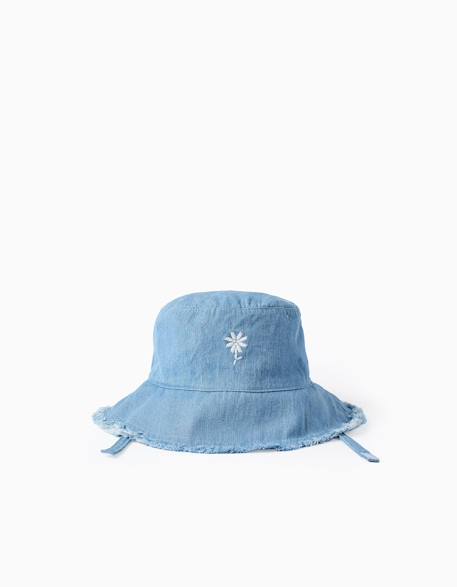Fille-Accessoires-Chapeau-Bob en jean avec fleur brodée
