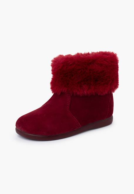Bottes fille col fourrure semelle fine Bleu marine+Bordeaux+Camel 8 - vertbaudet enfant 