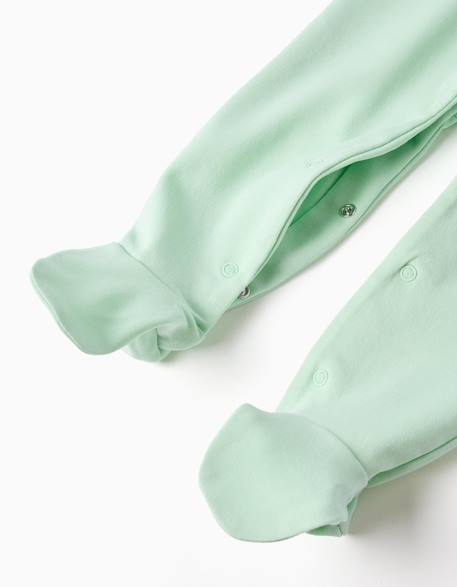 Grenouillère en coton à imprimé Vert clair 4 - vertbaudet enfant 