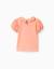 T-shirt en coton avec fleurs brodées Orange clair 2 - vertbaudet enfant 
