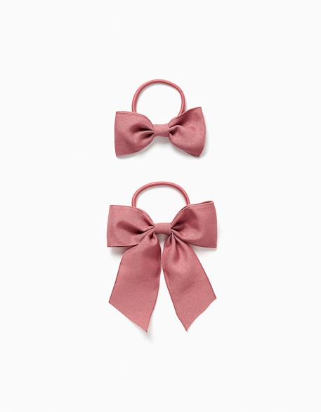 Lot de 2 élastiques avec nœuds en coton Bleu+Rose 3 - vertbaudet enfant 