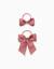 Lot de 2 élastiques avec nœuds en coton Bleu+Rose 3 - vertbaudet enfant 