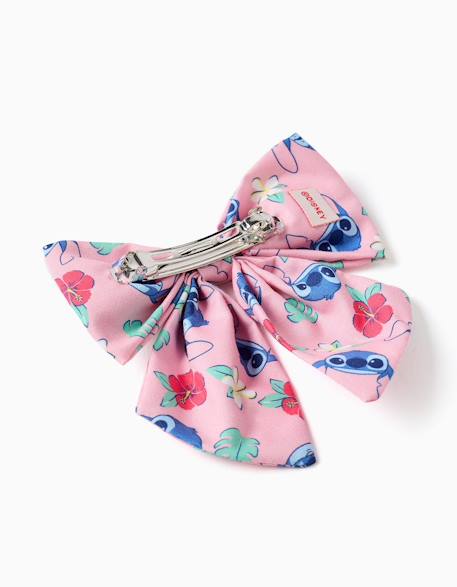 Barrette à cheveux avec nœud et motif stitch Rose clair 2 - vertbaudet enfant 