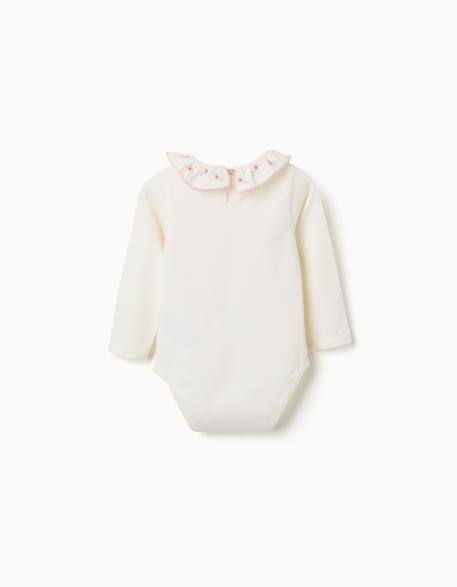 Babygrow à manches longues avec col en dentelle Blanc 3 - vertbaudet enfant 