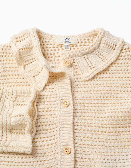 Gilet en maille avec détails ajourés Beige clair 3 - vertbaudet enfant 
