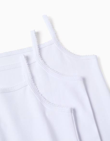 Lot de 3 tops à bretelles en coton Blanc 3 - vertbaudet enfant 